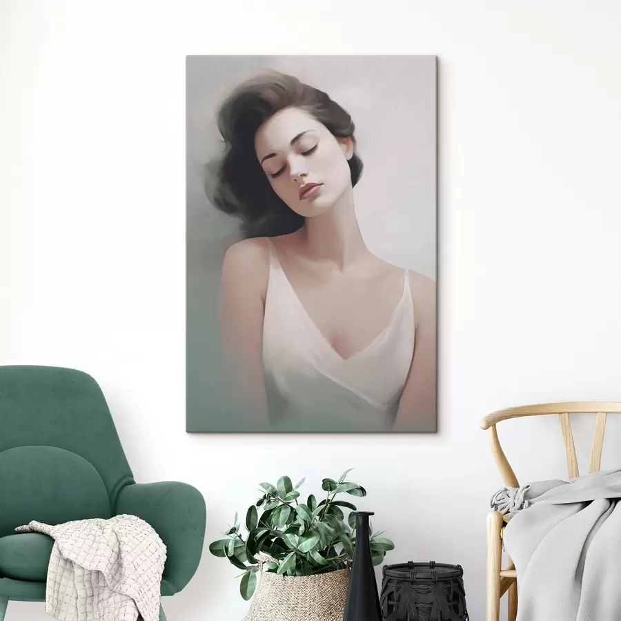  Peintures Portrait d'une fille aux yeux fermés s47342