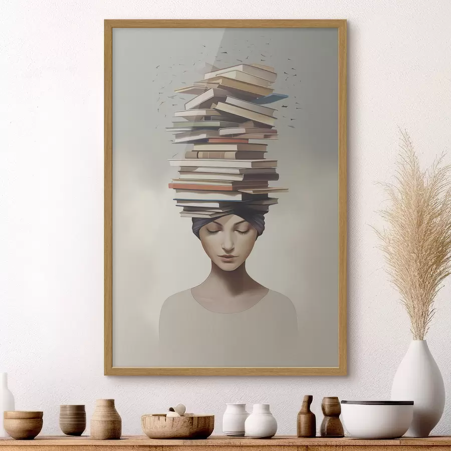 Papier peint photo Portrait d'une jeune fille avec des livres f47333