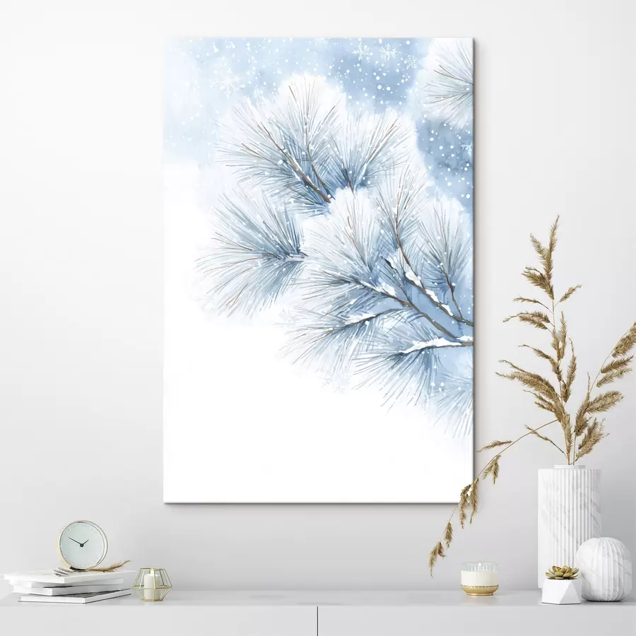  Peintures branche de pin enneigée peinte à l'aquarelle s47114