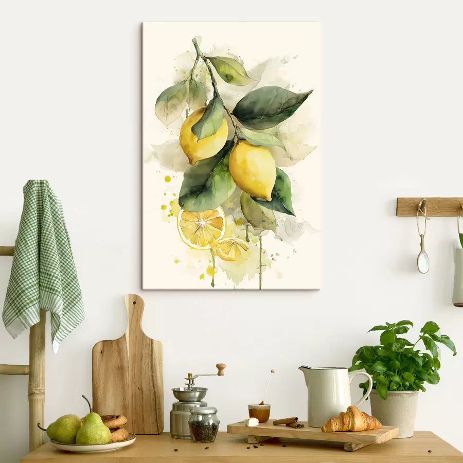  Peintures branche de style aquarelle avec des citrons s47123