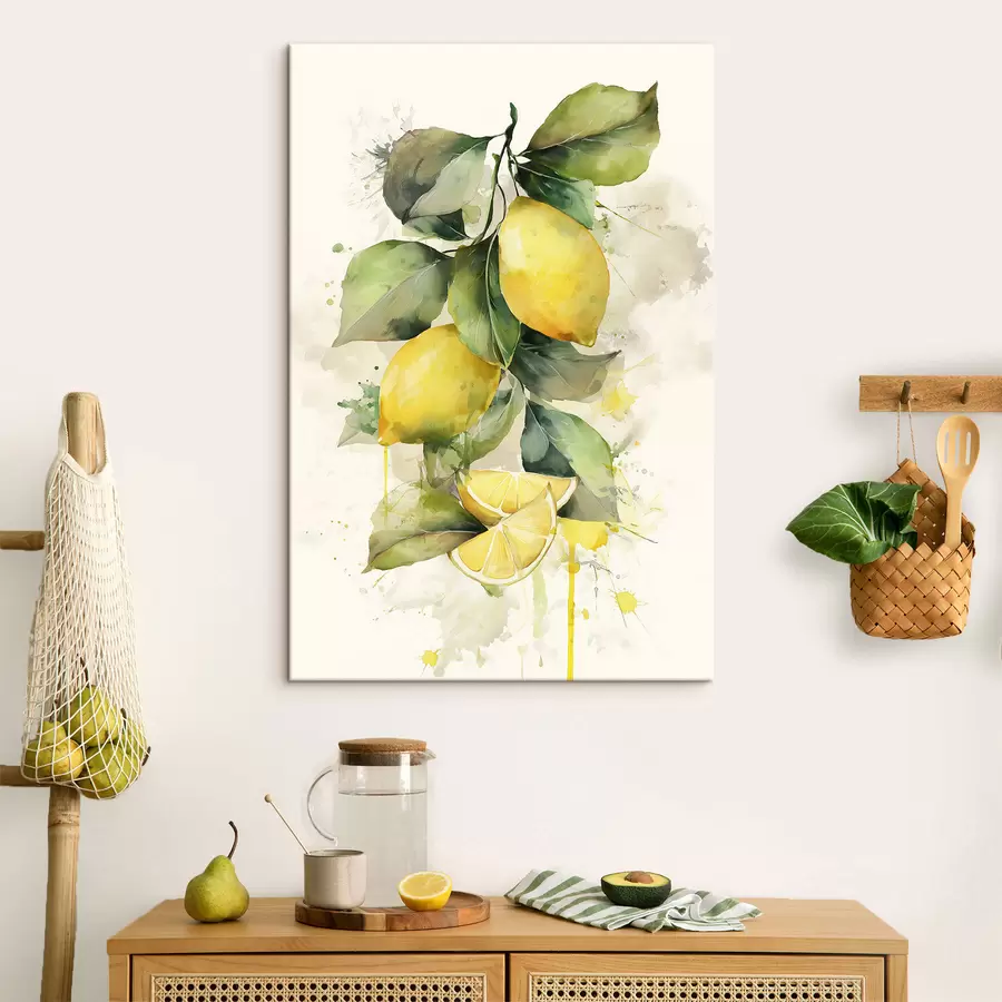  Peintures branche de style aquarelle avec des citrons s47124
