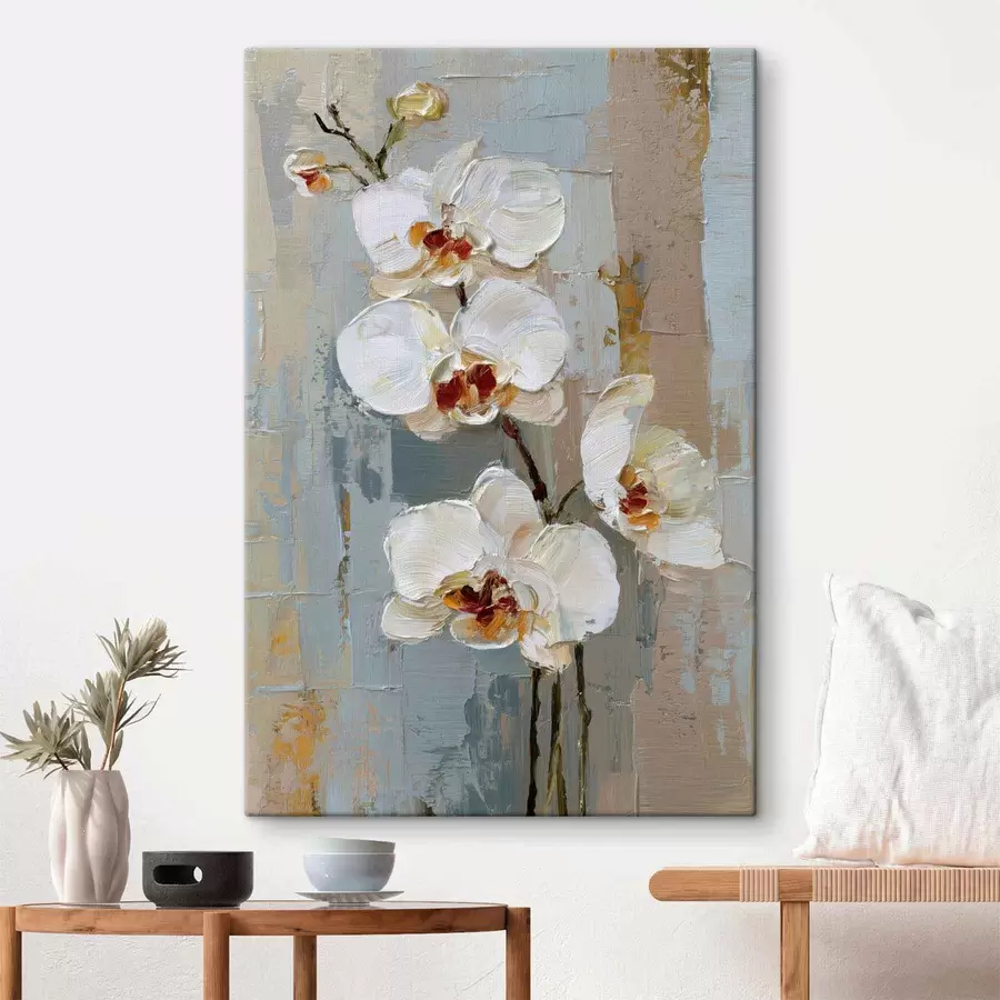  Peintures fleurs d'orchidées blanches dans le style de la peinture à l'huile s47132