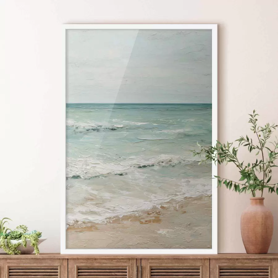 Papier peint photo bord de mer dans le style de la peinture à l'huile f47119