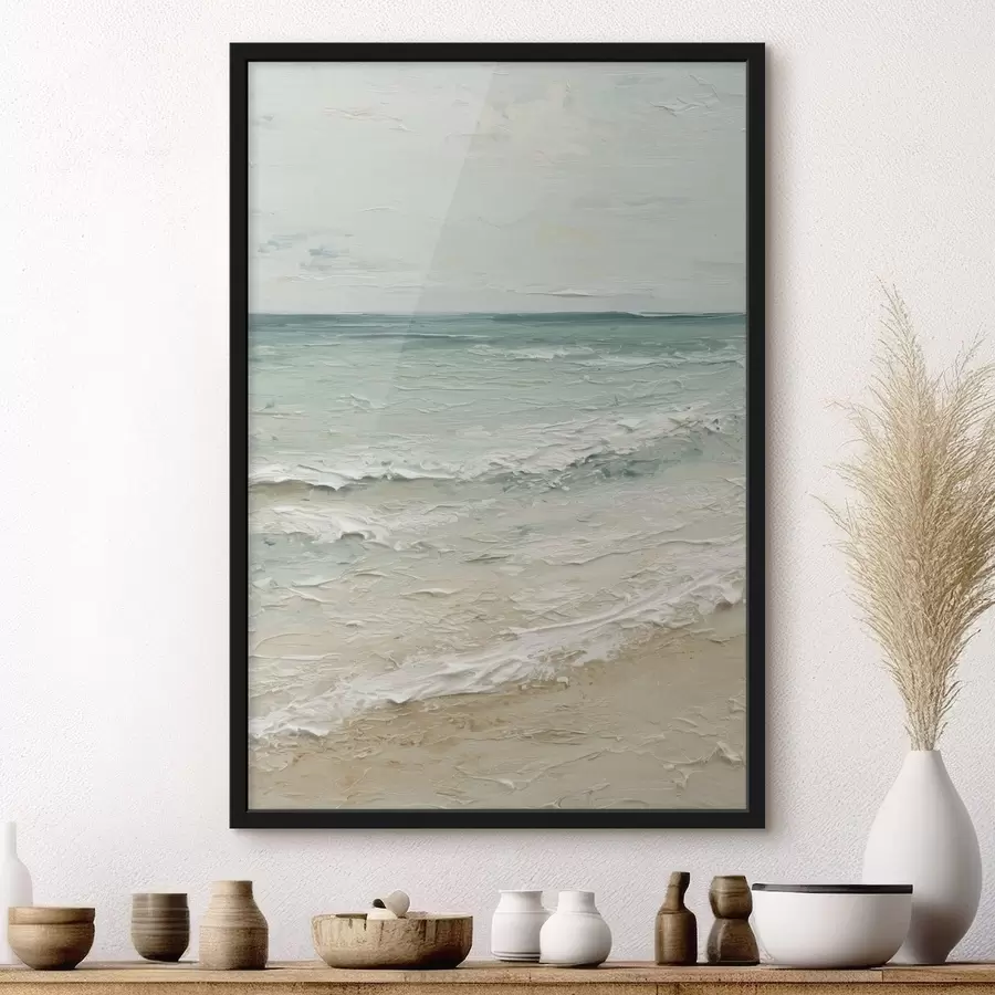 Papier peint photo bord de mer dans le style de la peinture à l'huile f47120