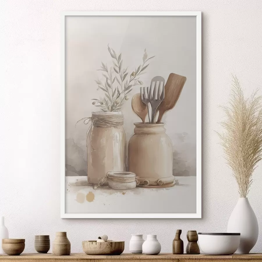 Papier peint photo nature morte de cuisine dans un style aquarelle f47125