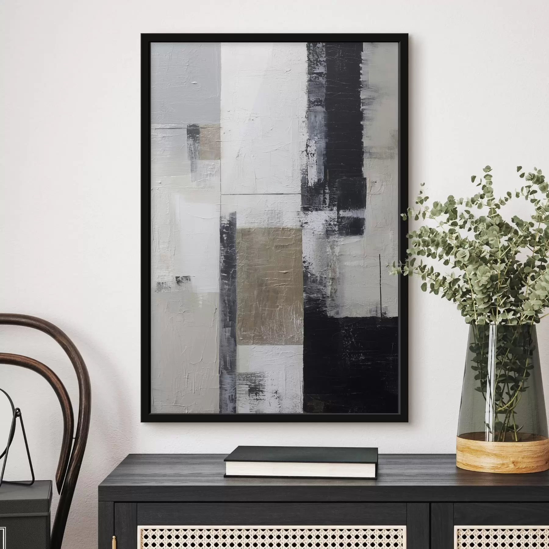 Fotobehang hedendaagse abstractie in contrasterende kleuren f47133