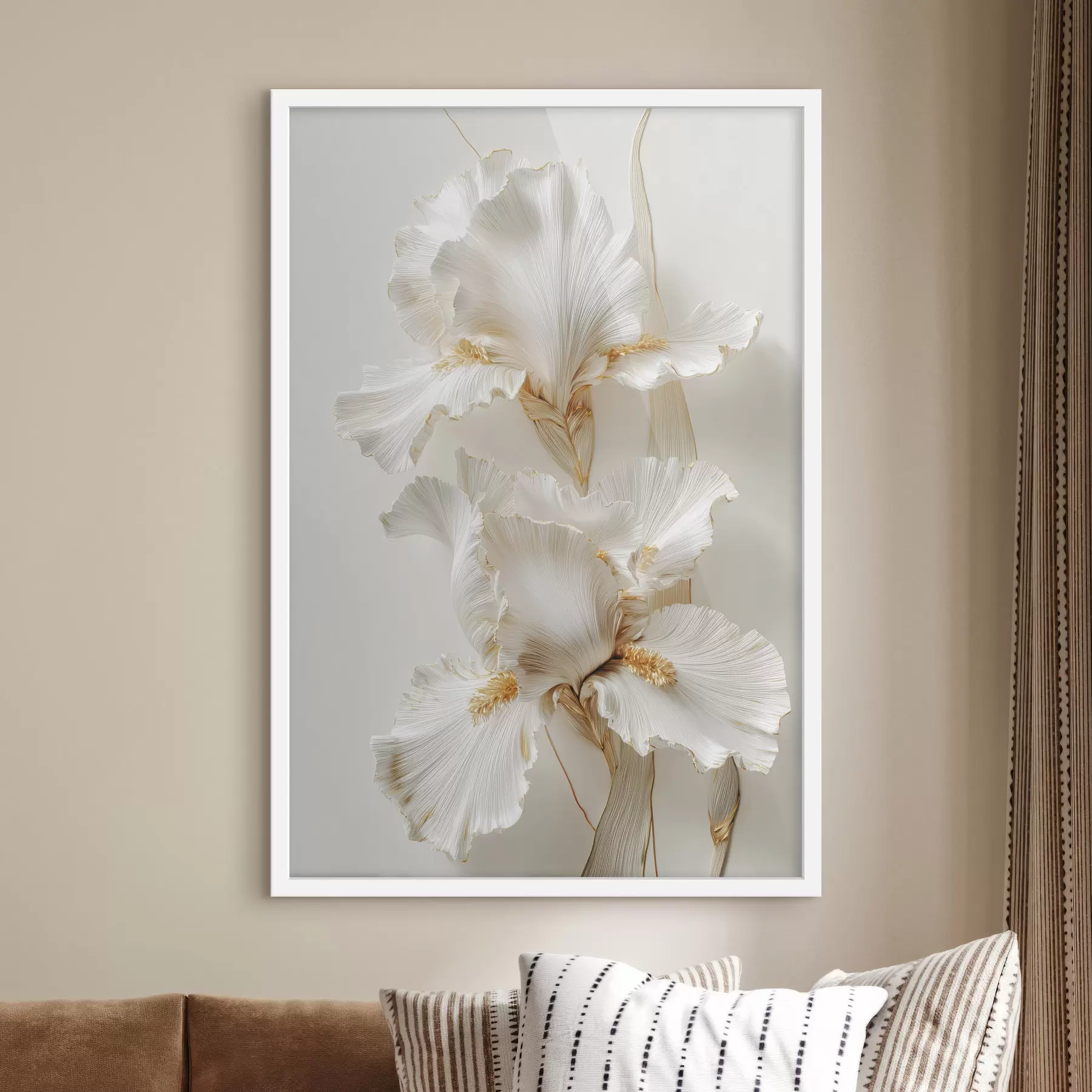 Papier peint photo grandes fleurs d'iris blanches f47137