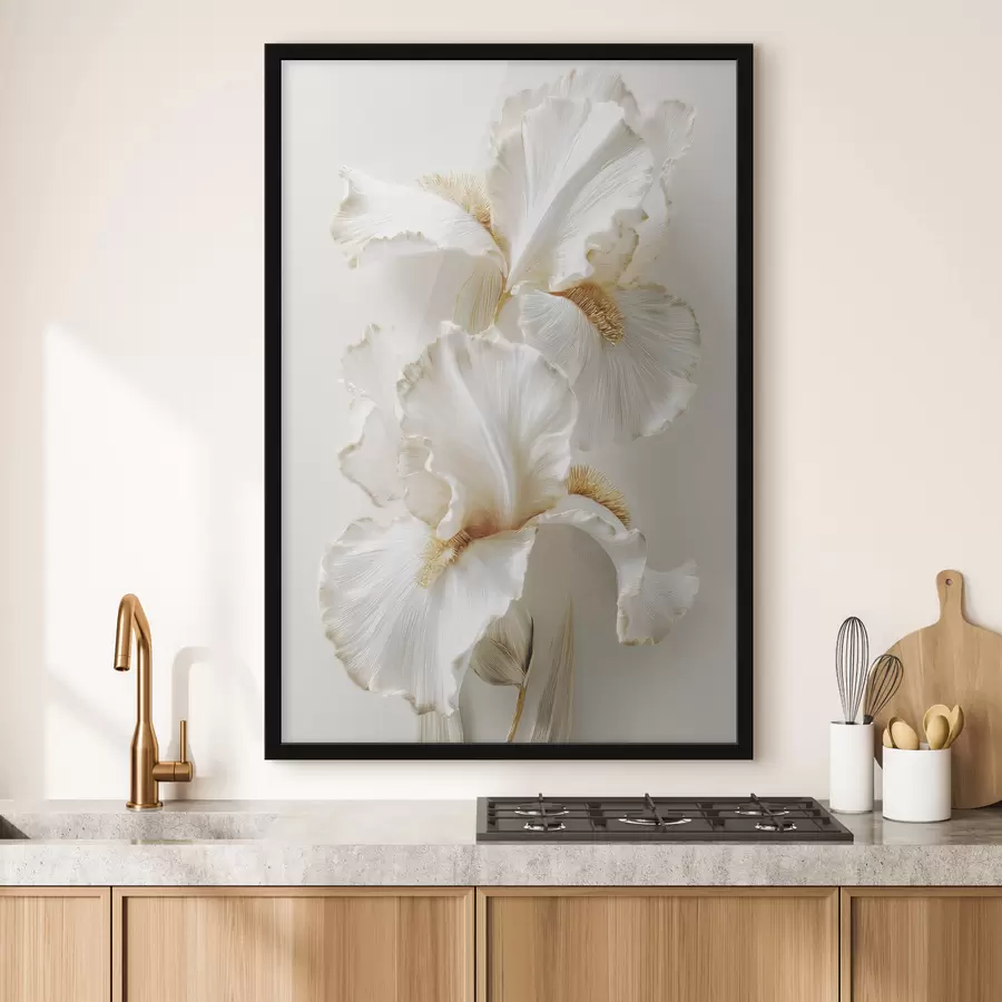 Papier peint photo grandes fleurs d'iris blanches f47138