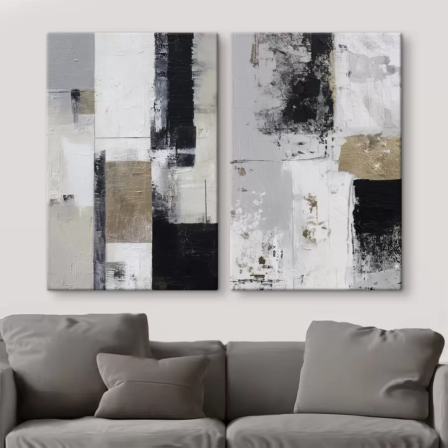  Peintures abstraction contemporaine aux couleurs contrastées m01176