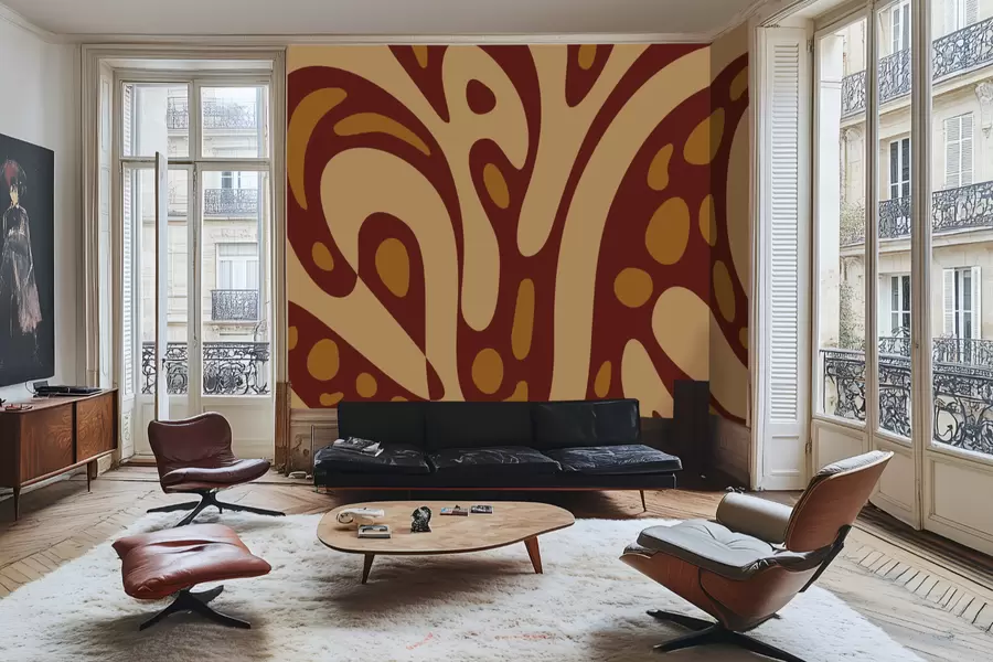 Papier peint photo Motif abstrait avec des formes marron et beiges w05071v2