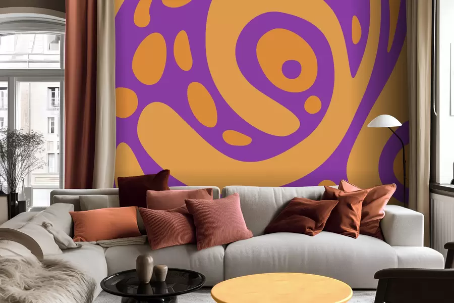 Fotobehang Abstract patroon met vloeiende vormen in twee kleuren w05071v3