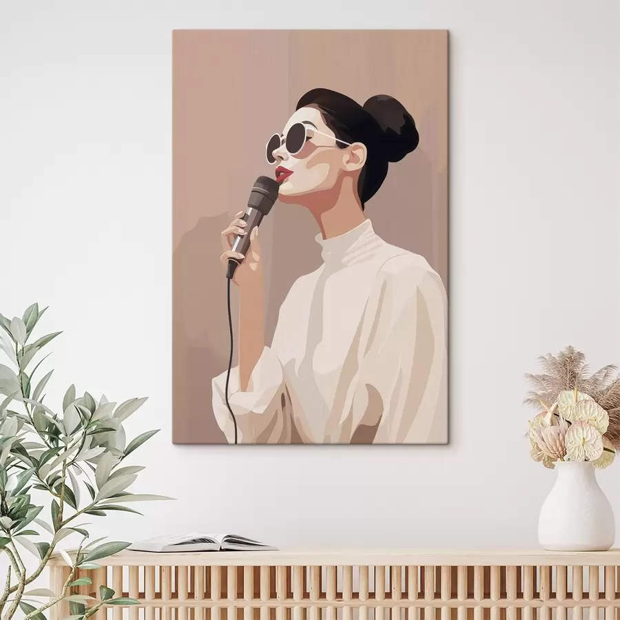  Peintures Fille avec un microphone s47409