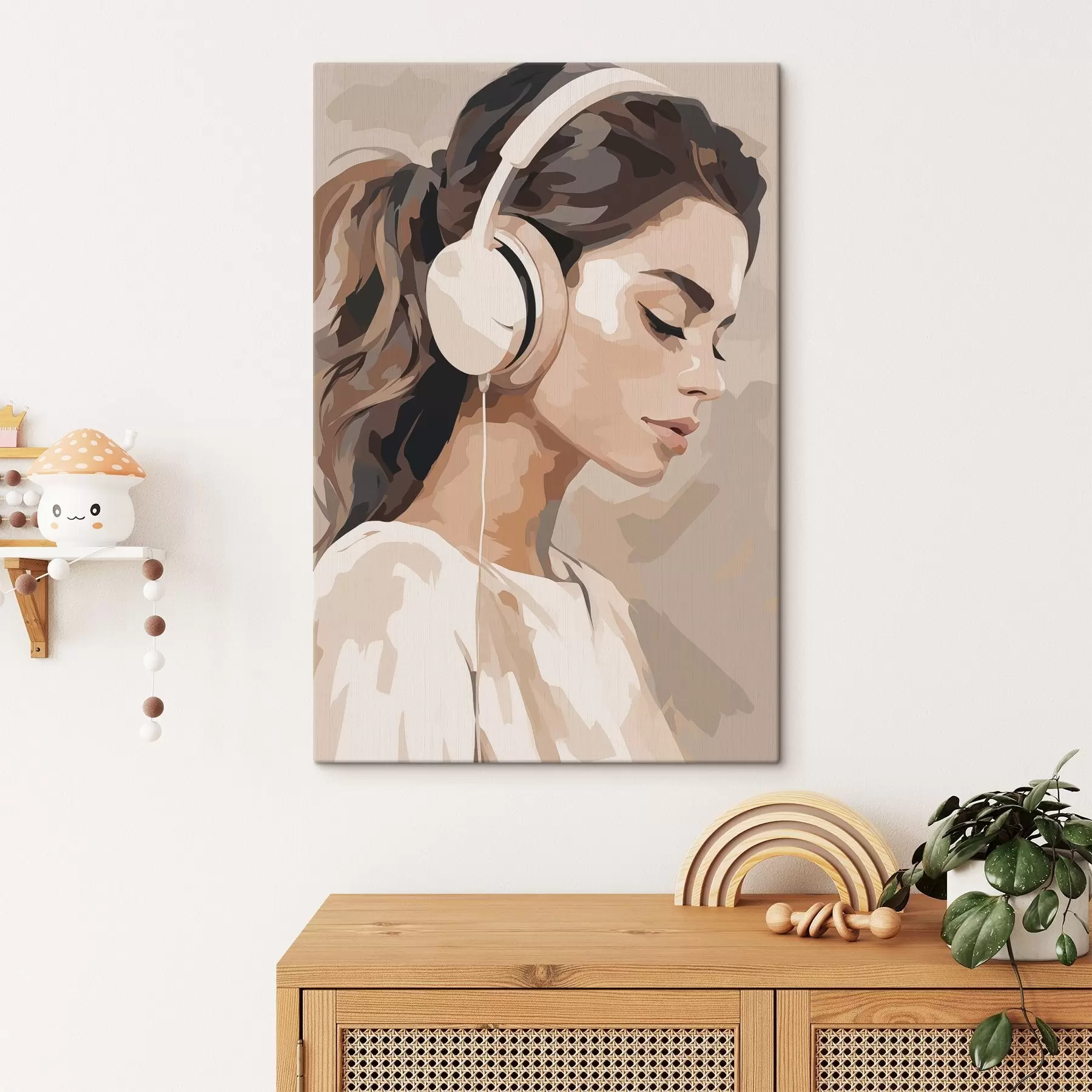  Peintures Fille avec des écouteurs s47411