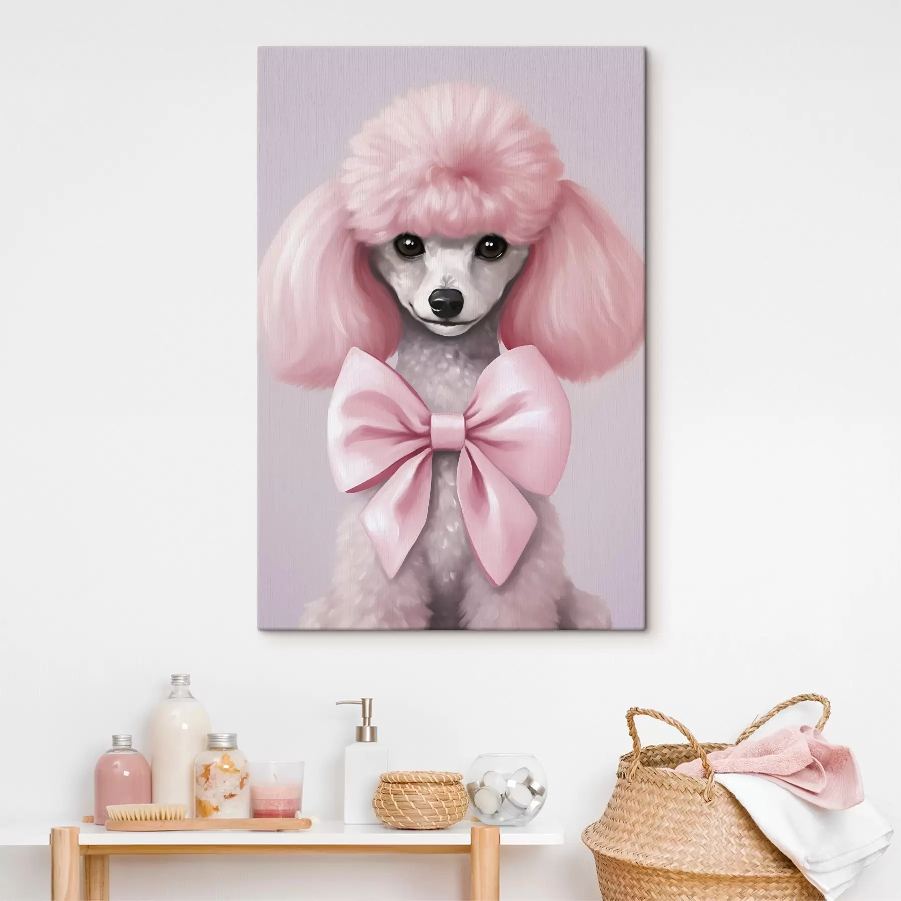  Peintures Caniche avec un nœud s47412