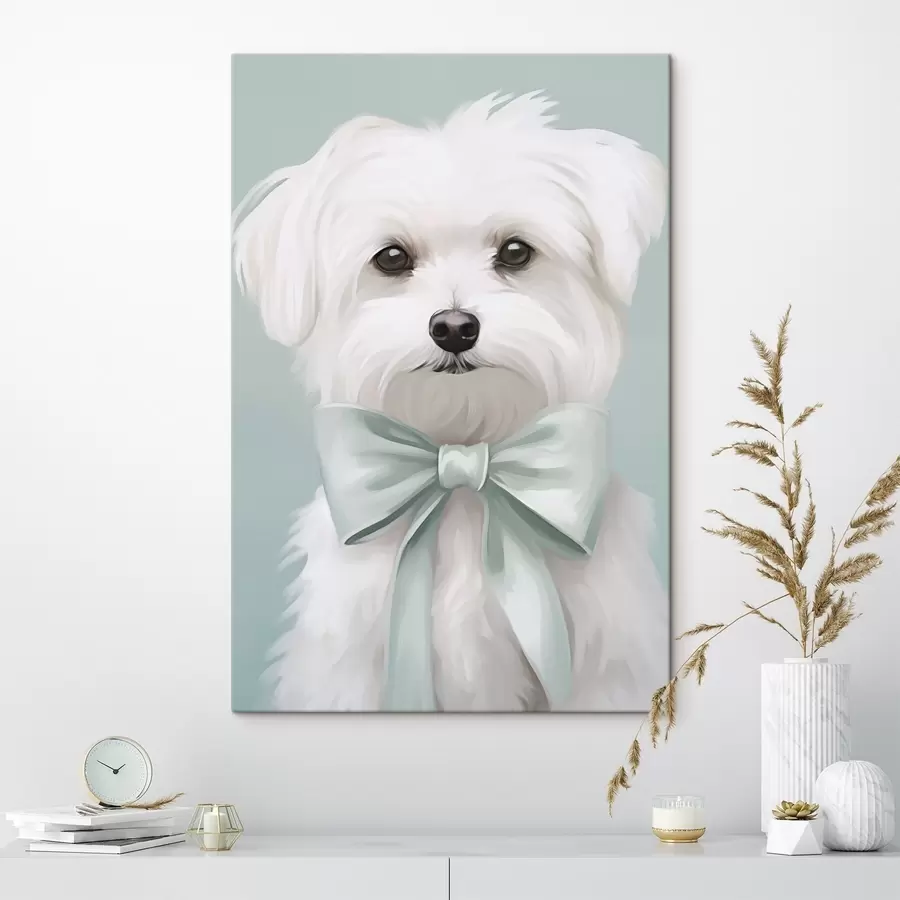  Peintures Petit chien avec un nœud s47413