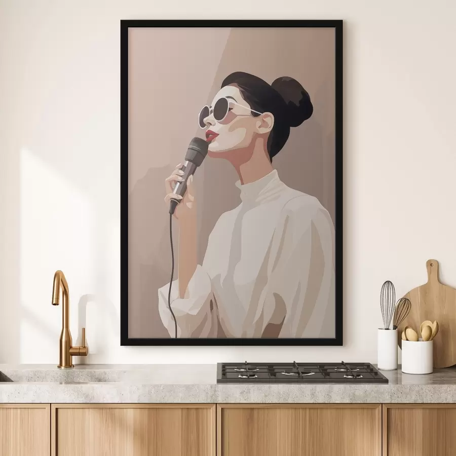 Papier peint photo Fille avec un microphone f47409