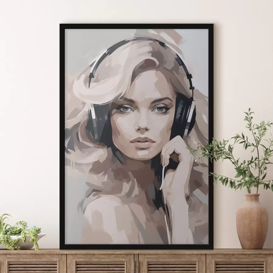 Papier peint photo Portrait d'une fille avec des écouteurs f47410