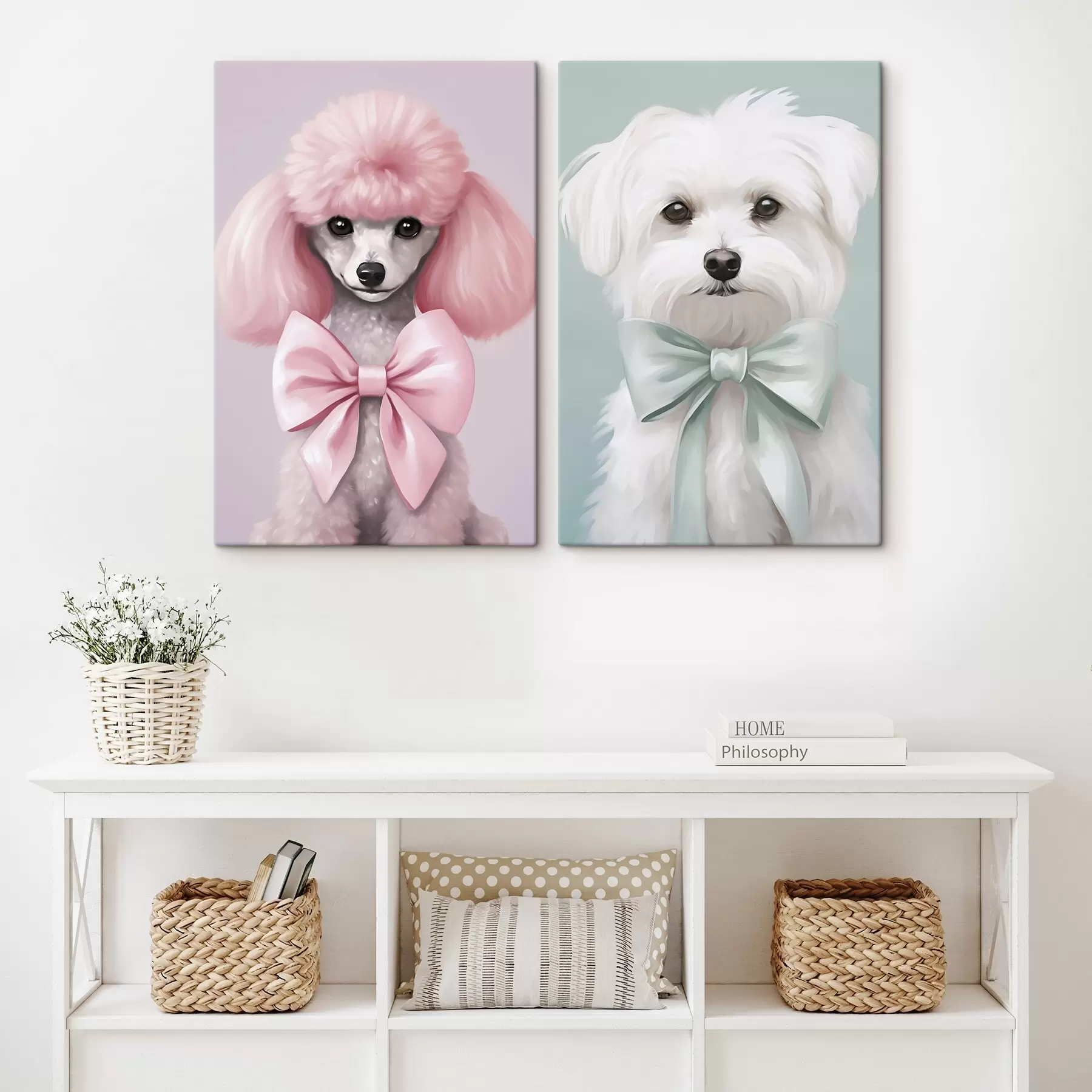  Peintures Chien avec un nœud m01193