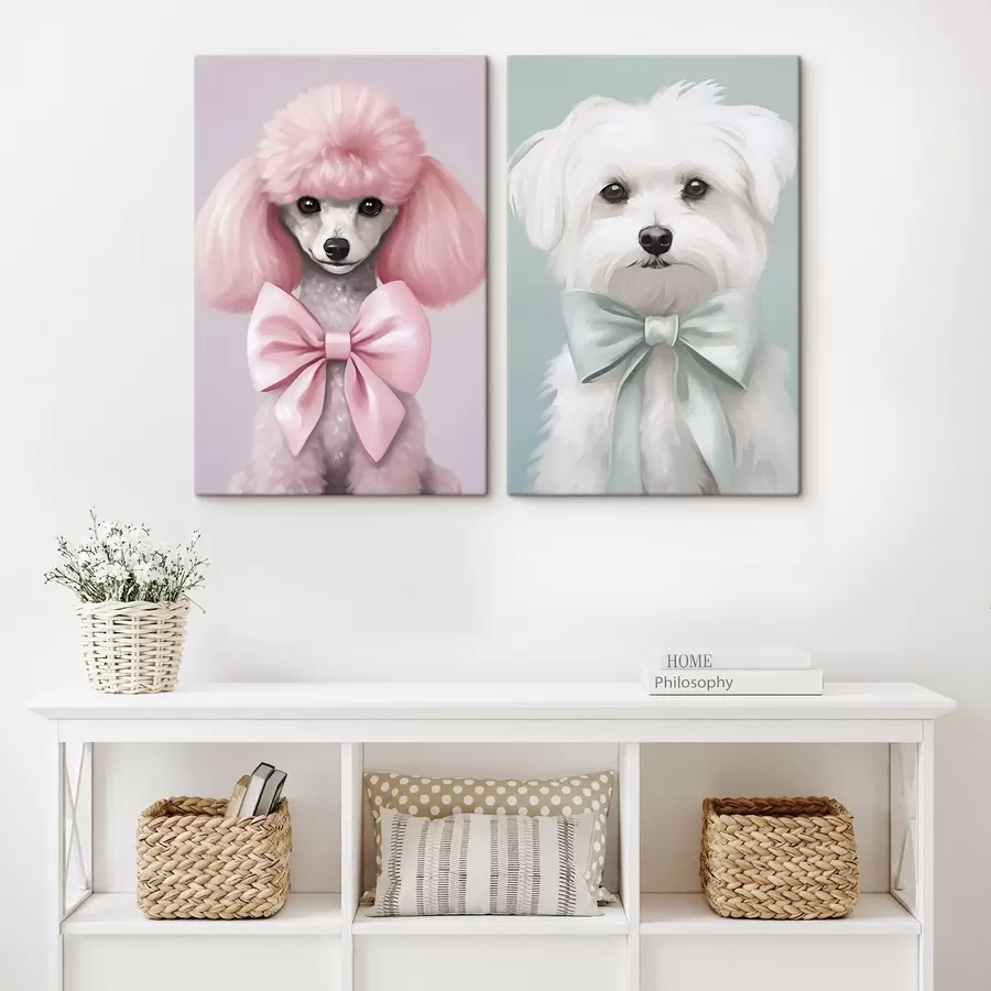  Peintures Chien avec un nœud m01193