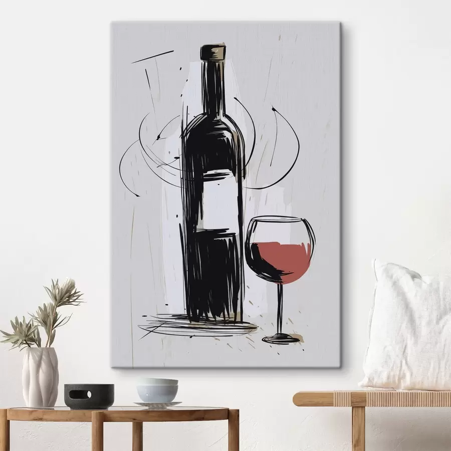  Peintures Une bouteille et un verre de vin s47492
