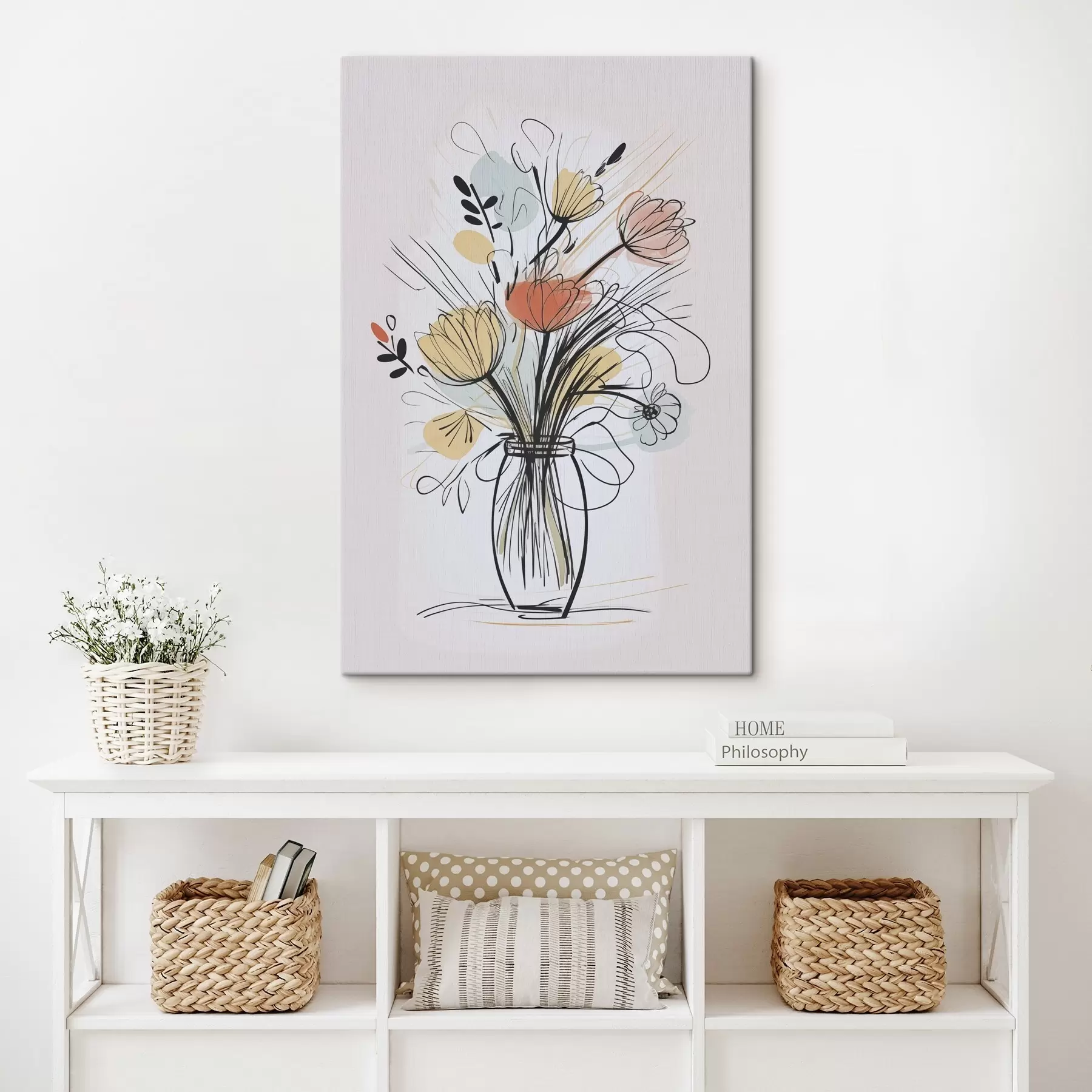  Peintures Fleurs dans un vase imitation d'un dessin s47494