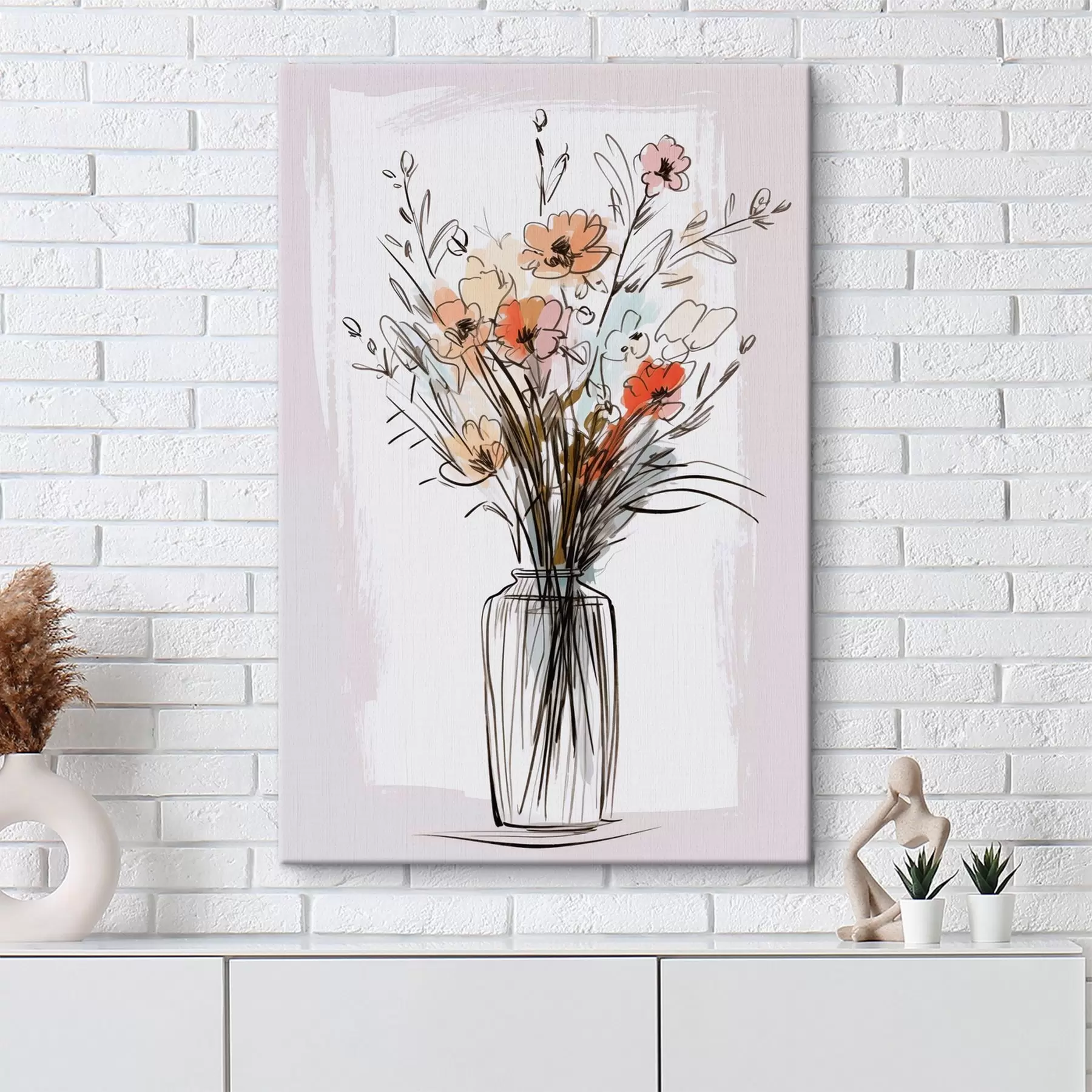  Peintures Fleurs dans un vase imitation d'un dessin s47495