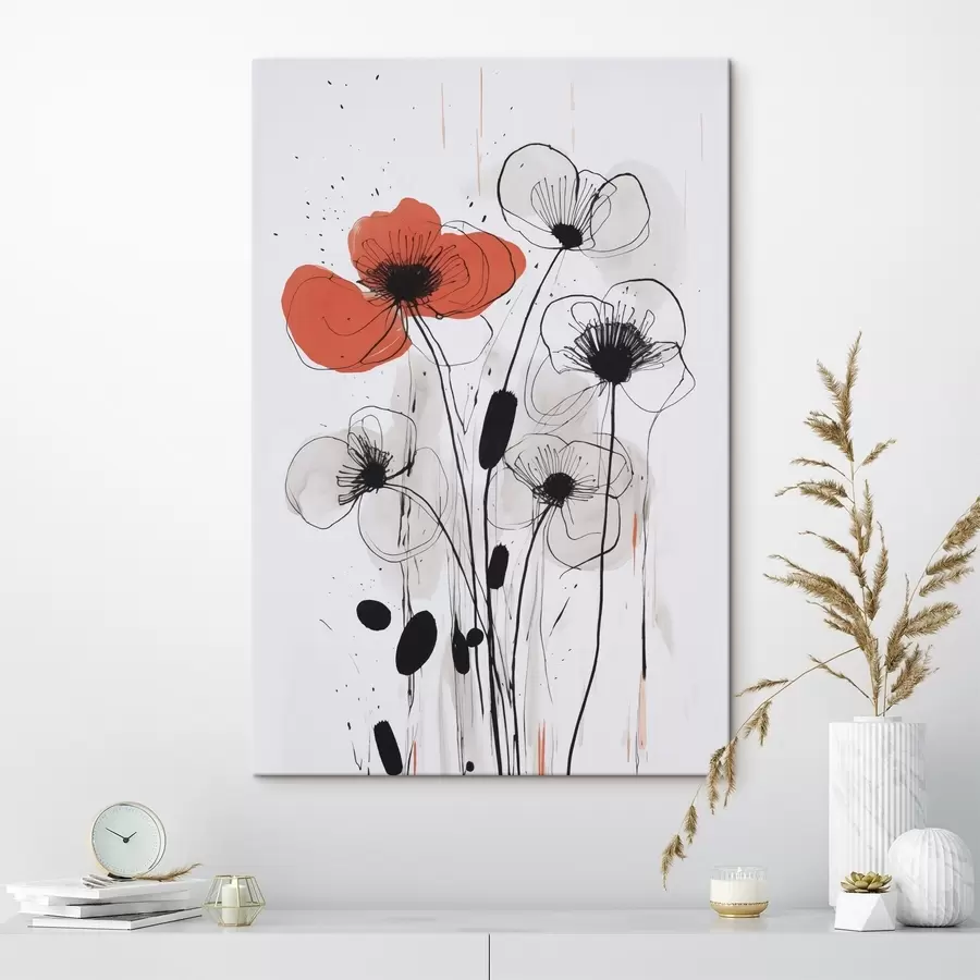  Peintures Fleurs abstraites imitant un dessin s47500