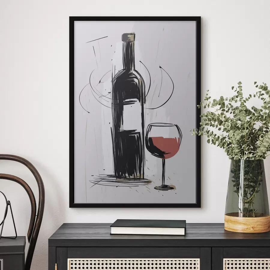 Papier peint photo Une bouteille et un verre de vin f47492