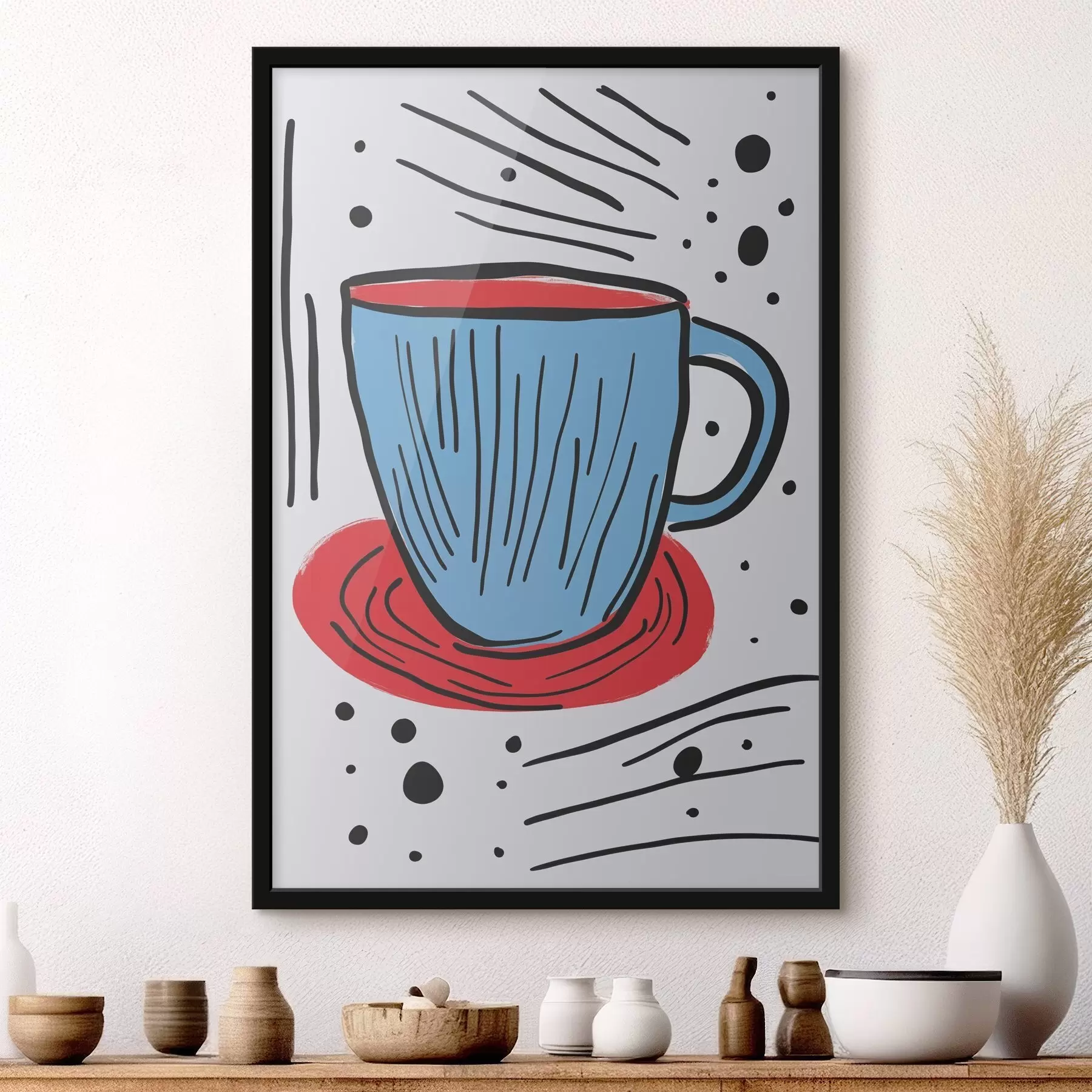 Papier peint photo Tasse imitant un dessin primitif f47497