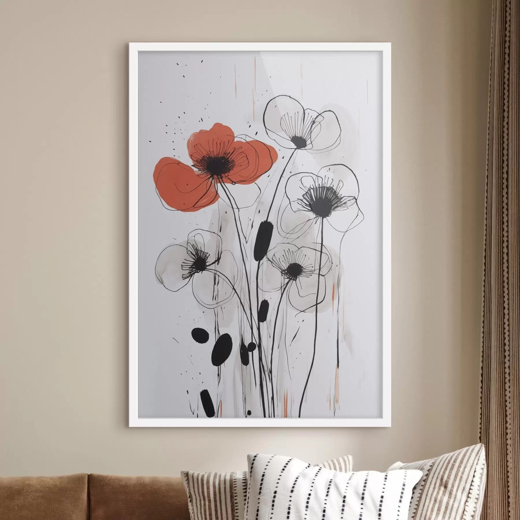 Fotobehang Abstracte bloemen imitatie van een tekening f47500