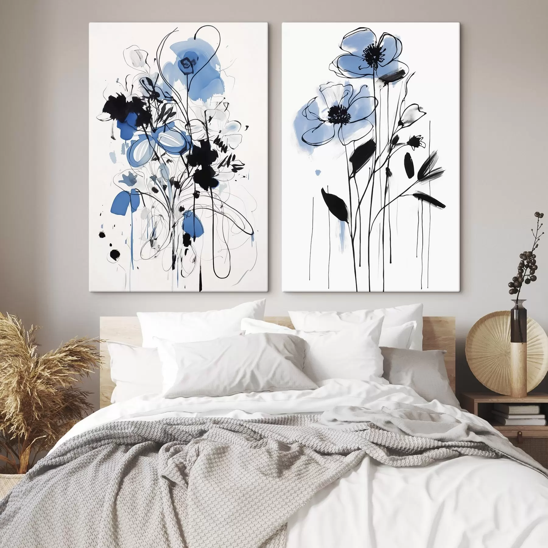  Peintures Abstraction avec des taches et des fleurs m01222