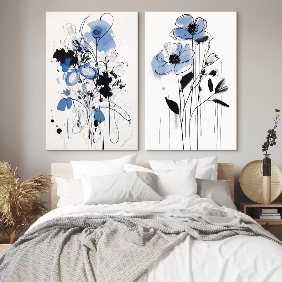  Peintures Abstraction avec des taches et des fleurs m01222