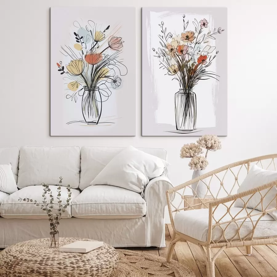  Peintures Fleurs dans un vase imitation d'un dessin m01224