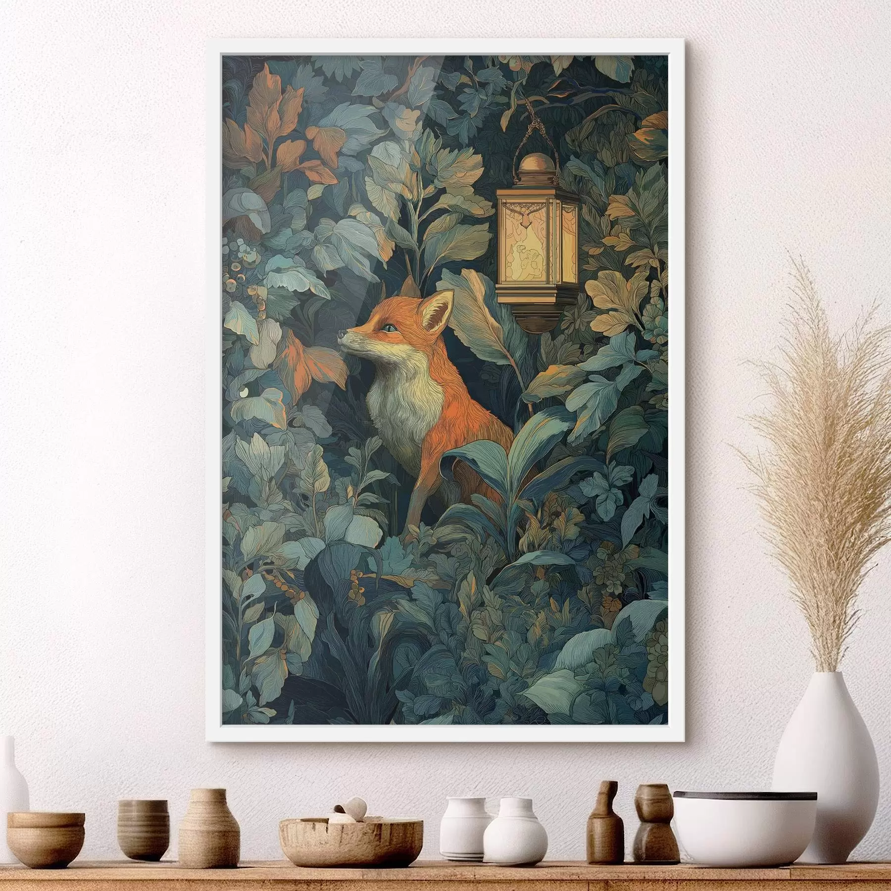 Fotobehang Schattige vos in de bosjes f47107