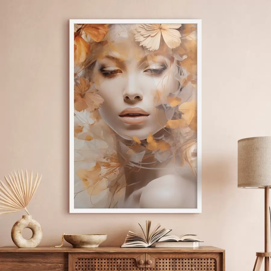 Papier peint photo Personnes, fille et fleurs, sculpture imitation f47112