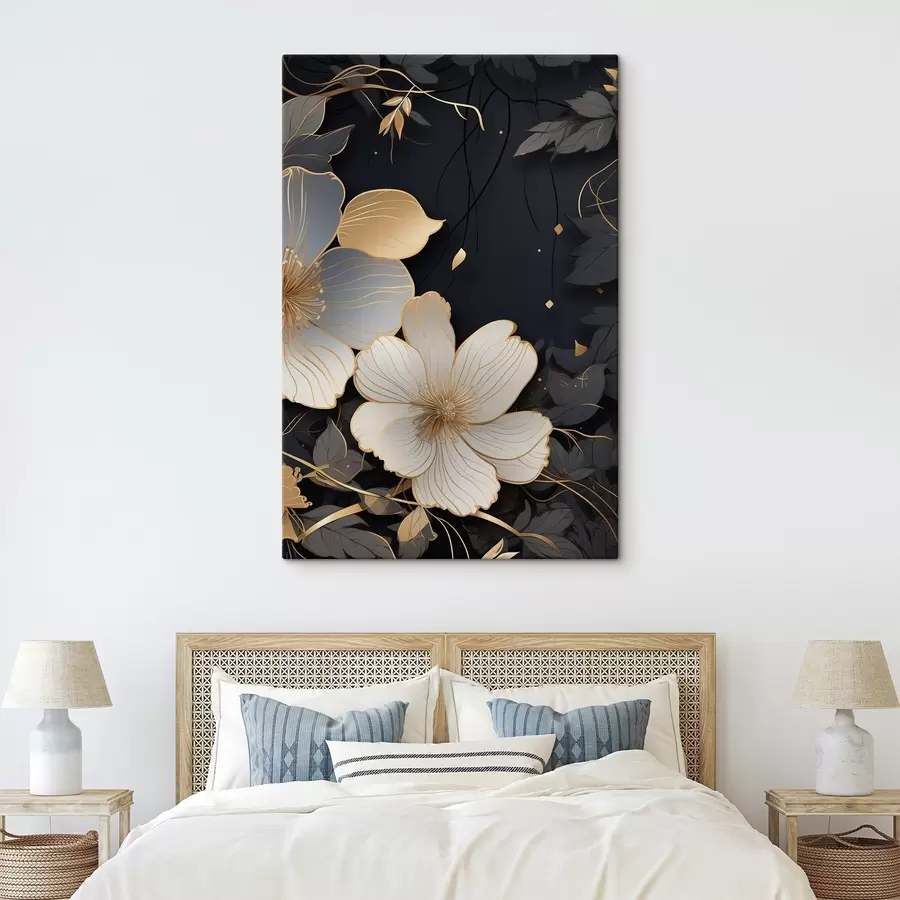  Peintures Grandes fleurs sur fond sombre s46885