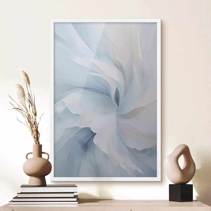 Papier peint photo Résumé : pétales délicats et translucides tourbillonnant vers l'intérieur, avec un éclairage doux et une texture picturale. f47437