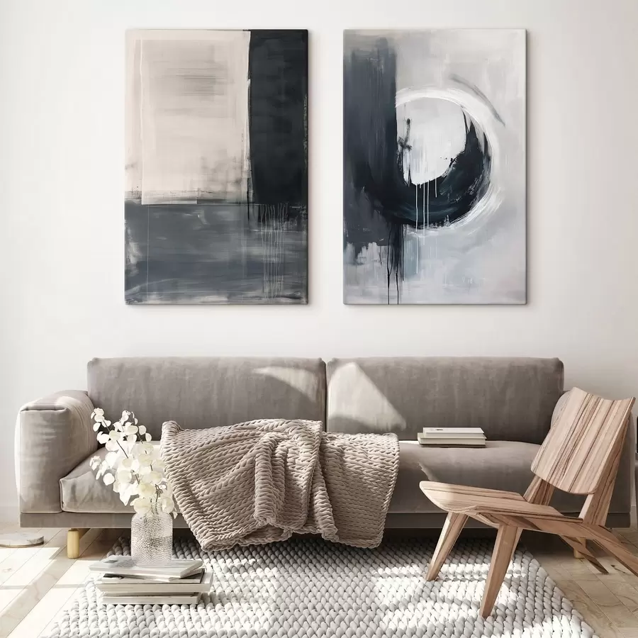  Peintures Composition abstraite dans les tons noir et blanc m01217