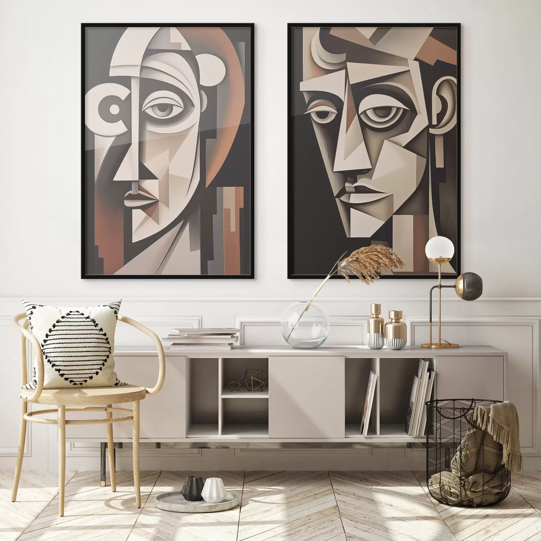 Fotobehang Abstracte portretten in kubistische stijl d00550