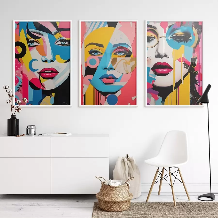 Papier peint photo Abstraction de visages colorés d00557