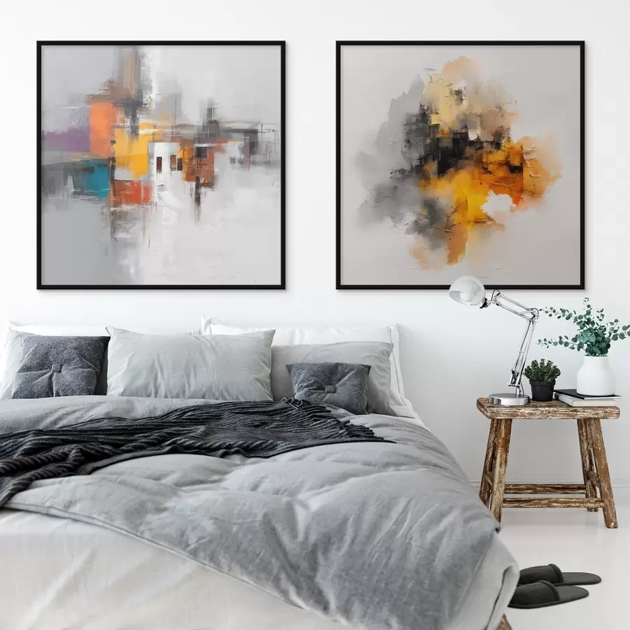 Papier peint photo Ville expressive : composition artistique avec des couleurs contrastées d00566