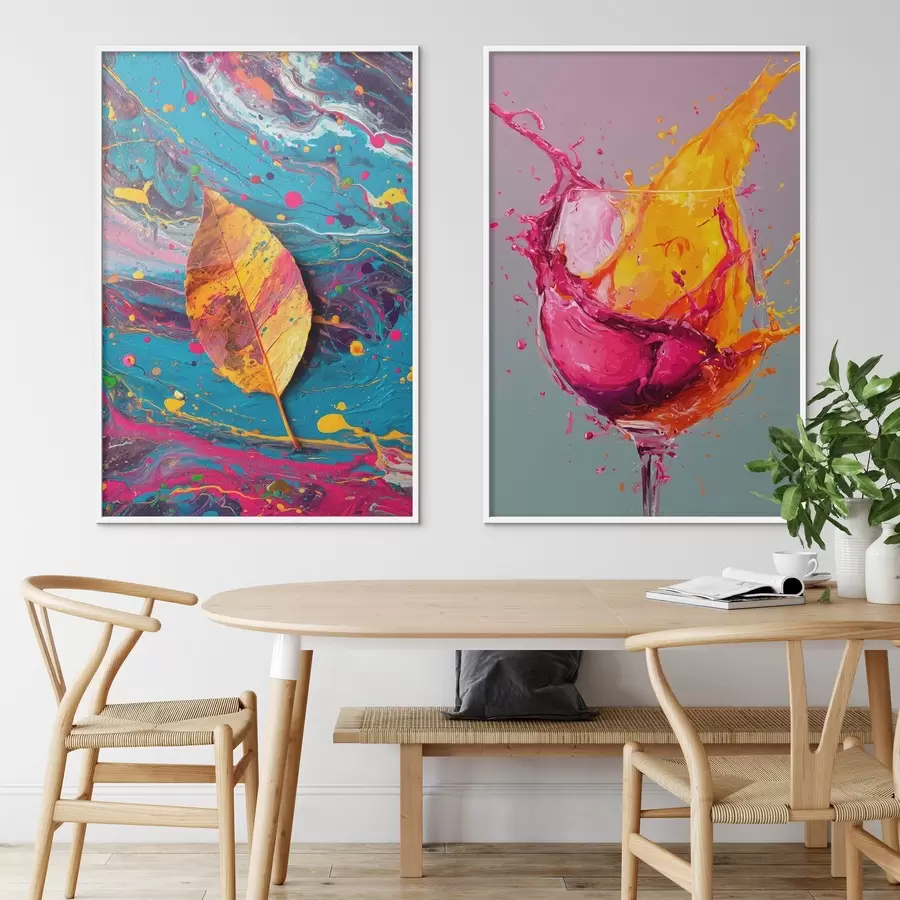 Papier peint photo Abstraction expressive avec des éléments de la nature et des boissons d00570