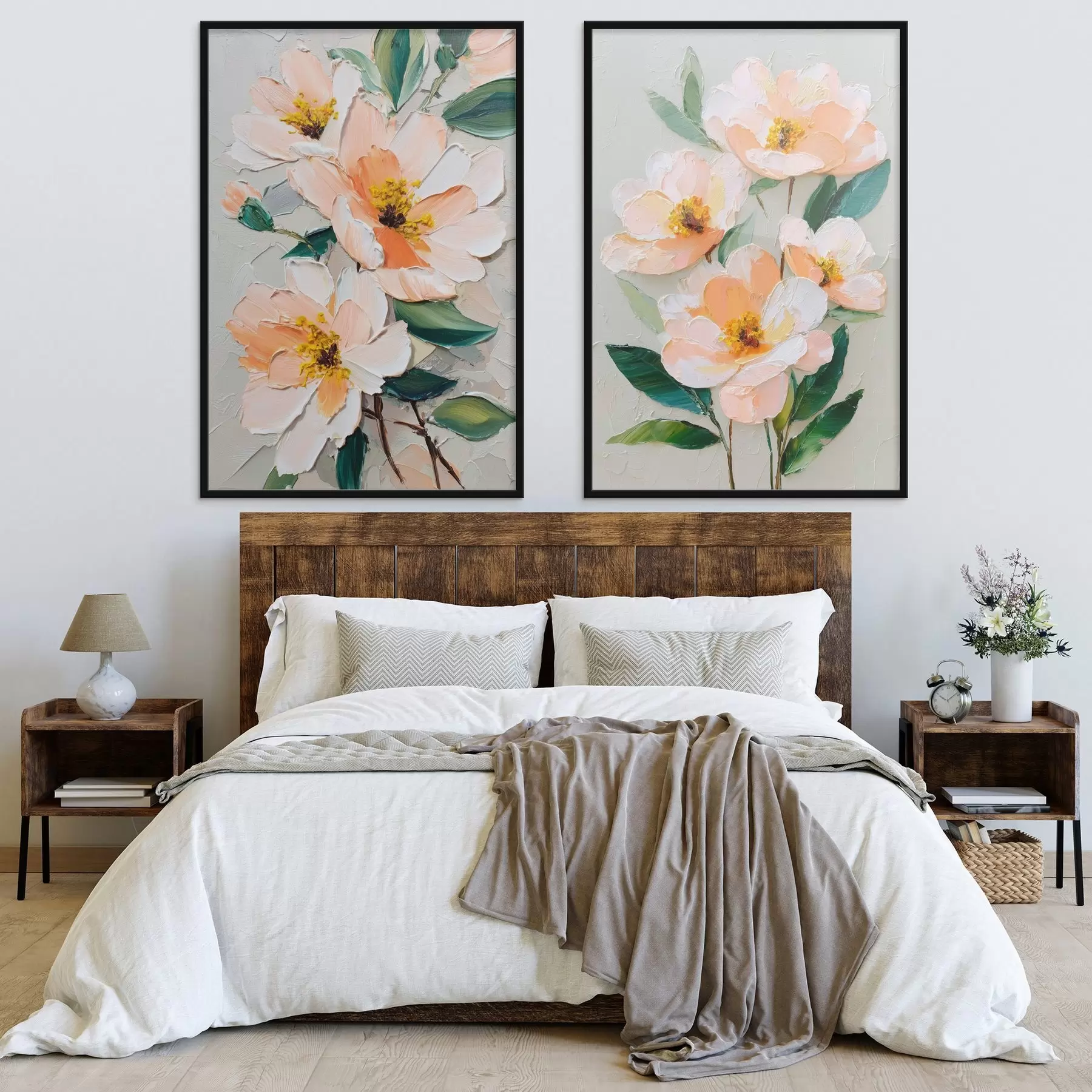 Papier peint photo Peinture à l'emporte-pièce combinant un grand bouquet et des fleurs individuelles d00579