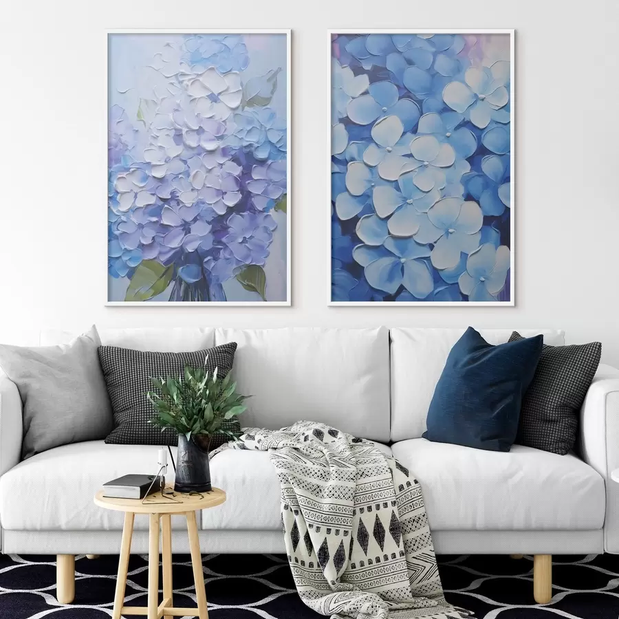 Papier peint photo Peinture imitation hortensia d00591