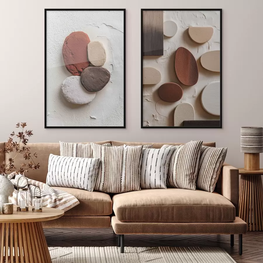 Papier peint photo Compositions abstraites avec des formes géométriques volumétriques sur un fond texturé d00597