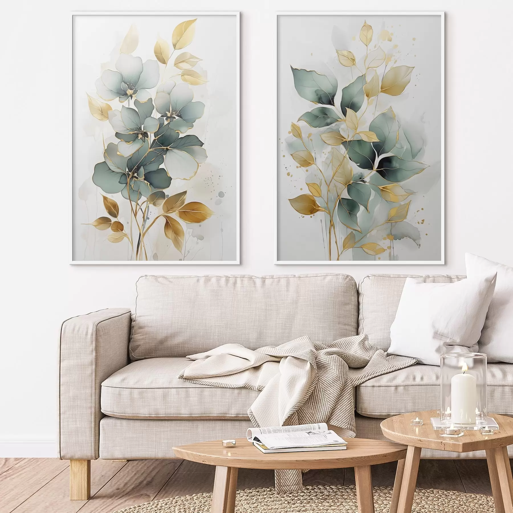 Fotobehang Abstracte takken met bladeren d00610