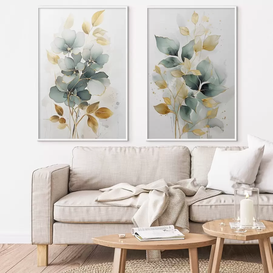 Papier peint photo Branches abstraites avec feuilles d00610