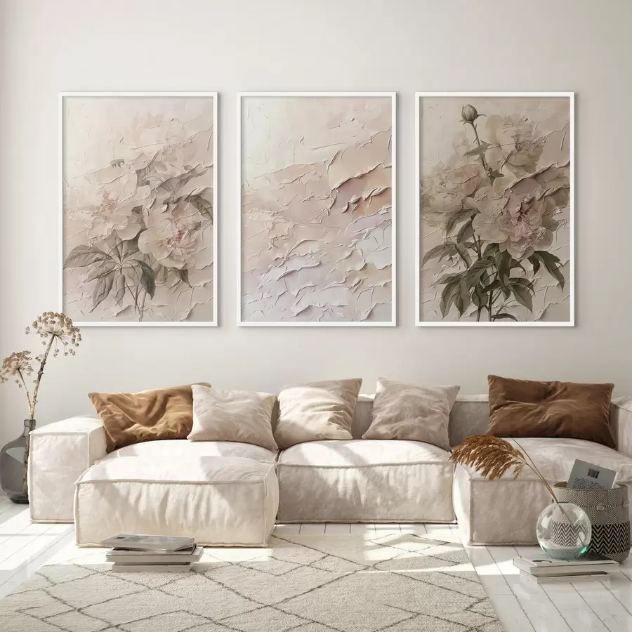 Papier peint photo Bouquet de pivoines et effet de peinture d00616