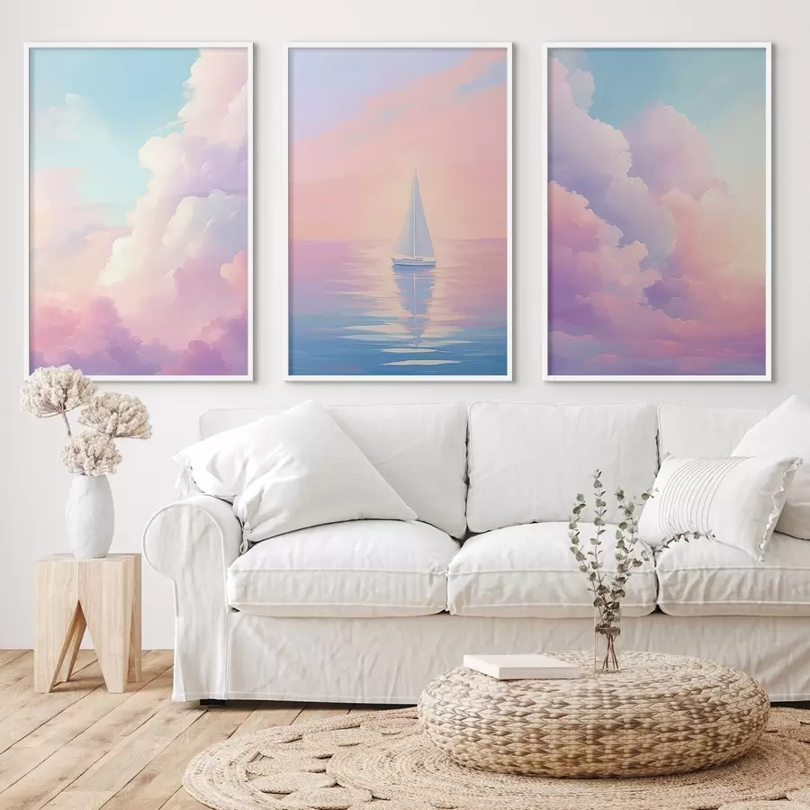 Papier peint photo Voilier en mer sur fond de nuages d00619