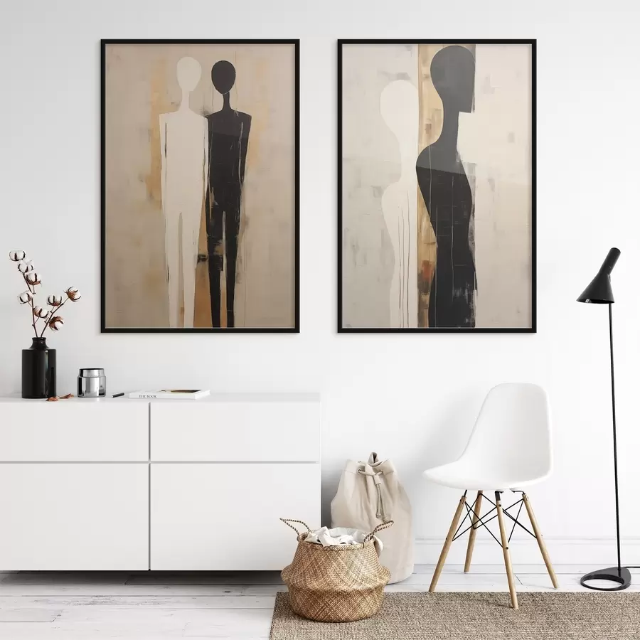 Papier peint photo Silhouettes de deux personnages d00620